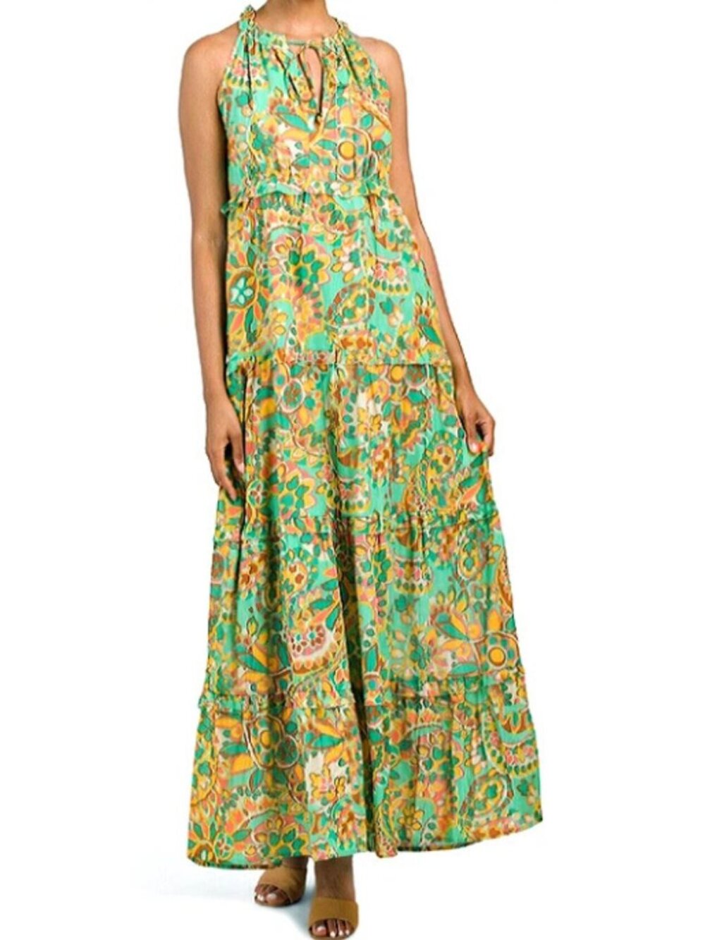 House of Harlow Cotton Gauze Tiered Sleeveless Maxi Dress Size Large 36841 - Picture 16 of 16
